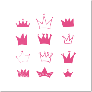 Doodle pink crown Posters and Art